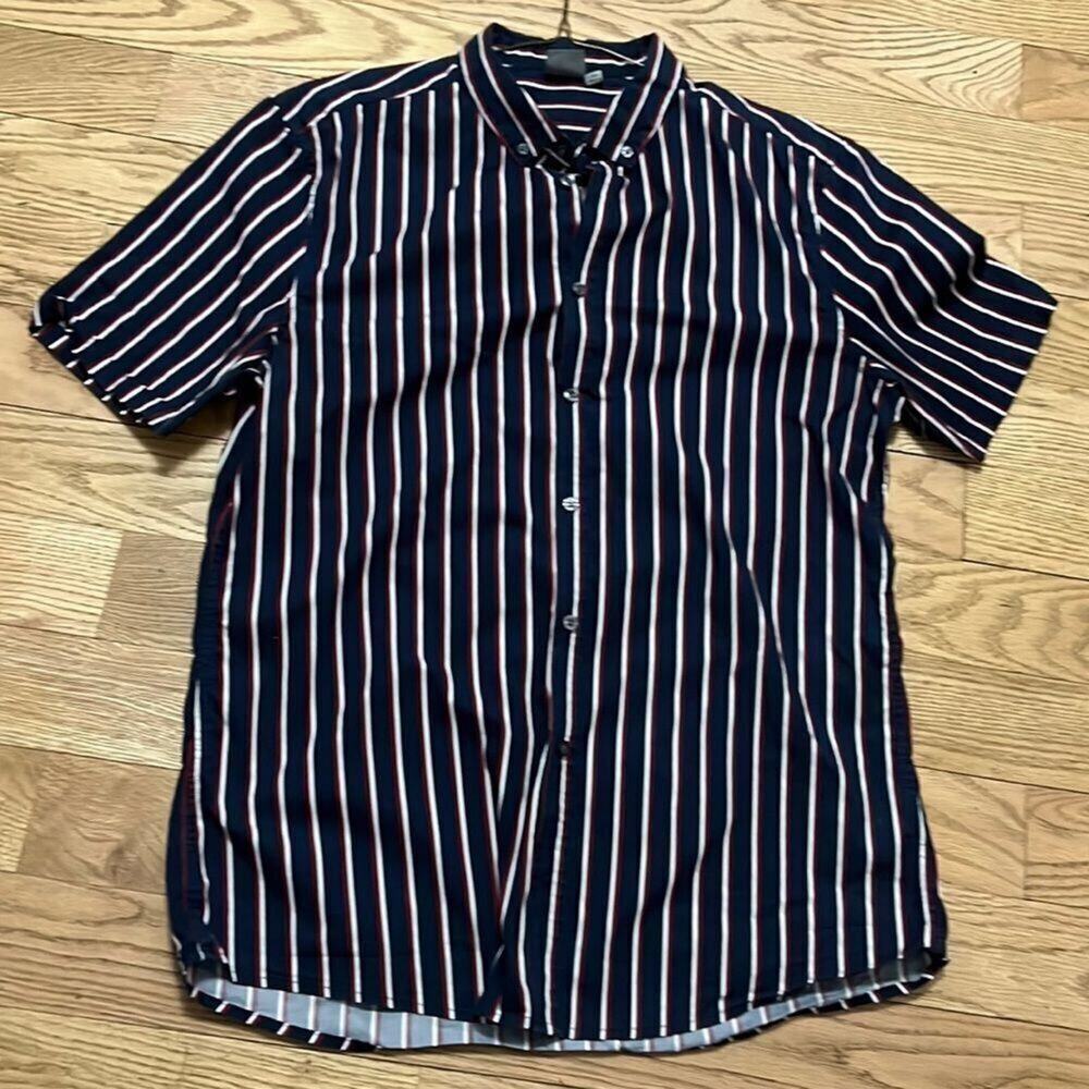 ASOS PINSTRIPE CONDITION SHORTS SLEEVE SHIRT SIZE XL